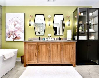 72" Rustic Walnut Shaker Bathroom Vanity | Real Hardwood | Bathroom Storage | FREE Shipping