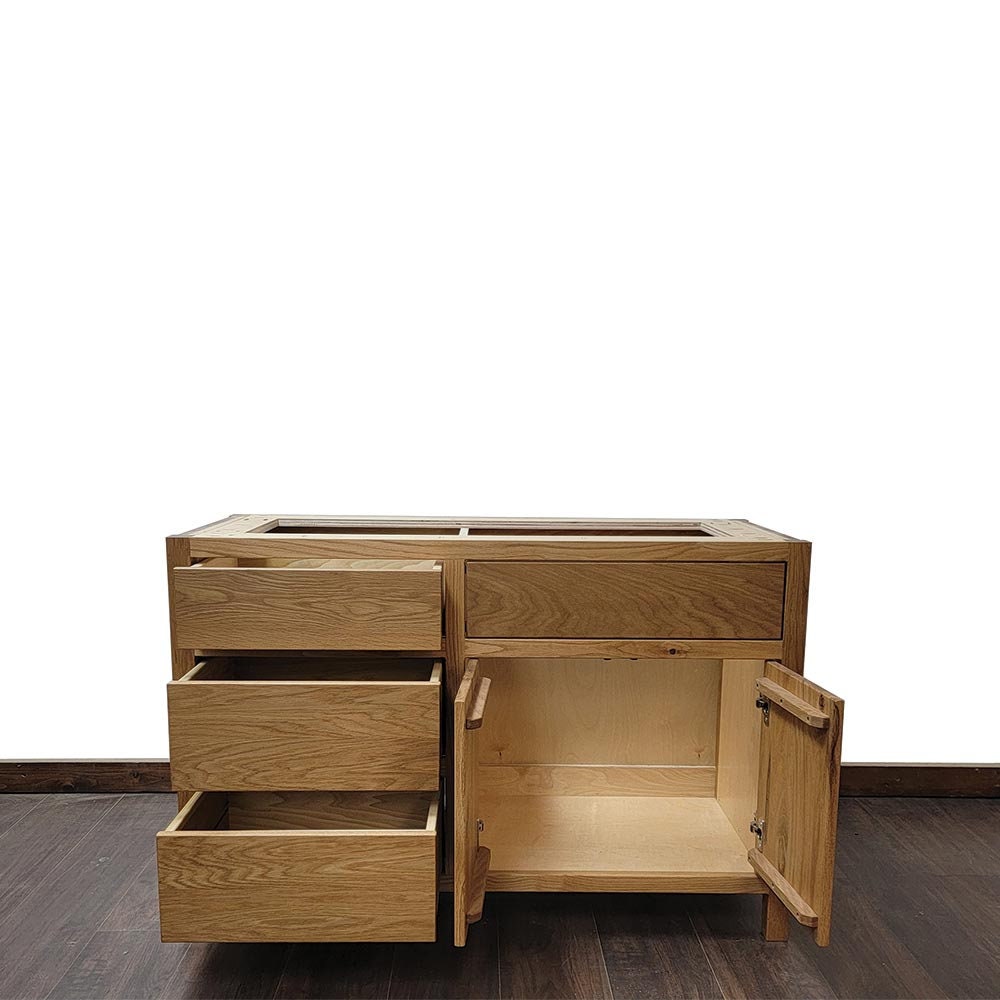 48" Rustic White Oak Bathroom Vanity | Three Drawer | Single Sink ...