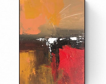 Red Brown Abstract Painting, Modern Wall Decor, 11x14 Canvas