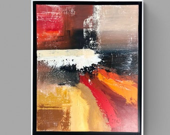 Red  Abstract Painting,, Modern Art, Handmade Acrylic Framed Wall Art, 16X20”