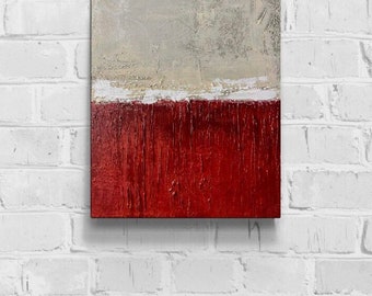 Red Abstract Canvas Painting, Modern Wall Art (12x16 inches)
