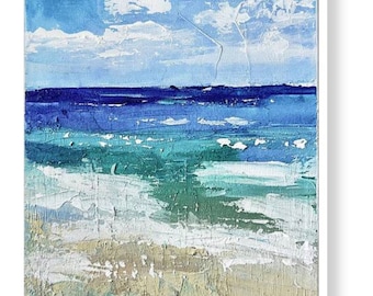 Abstract Seascape Painting | 9x12 Coastal Wall Art, Acrylic on Canvas