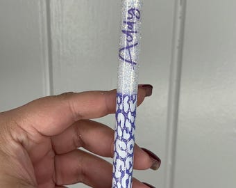 White Leopard Ombre Glitter Pen, Epoxy Glitter Pens, Leopard Glitter Pens