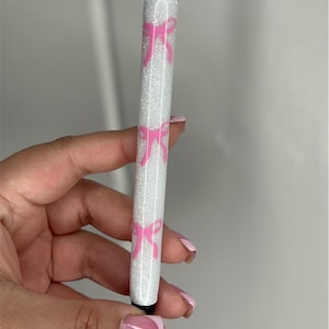 Bow Coquette Glitter Pen, Pink Bows, Resin & Epoxy Glitter Pen, Inkjoy Gel Pens