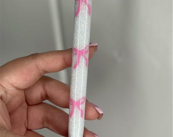 Bolígrafo con purpurina Bow Coquette, lazos rosas, bolígrafo con purpurina de resina y epoxi, bolígrafos de gel Inkjoy