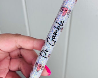 Gynecology Glitter Pen, OBGYN Glitter Pen, Gynecologist Pen, Medical Glitter Pen, Medical Themed, Uterus Glitter Pen, Uterus Badge Reel