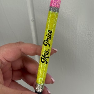 Pencil Pen | Refillable Gel Pen | Glitter Pen | Teacher Appreciation | Epoxy Glitter Pen