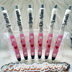 Valentine Dental Pens, Tooth Pens, Dental Assistant Pens, Dental Hygiene Pens, Gel Pens, Personalized Pen, Resin Glitter Pen, Inkjoy Gel Pen
