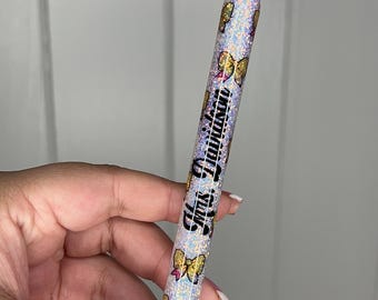 Teacher Pencil Bow Glitter Pen, Coquette Pencil Pen, Teacher Pen Gift, Maestra Pen