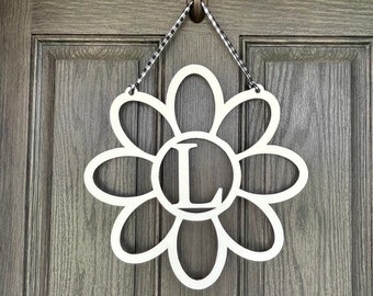 Spring - Flower Monogram - Metal Decor - Custom Front Door Sign