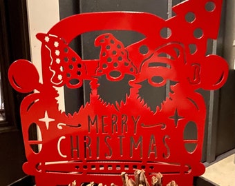 Gnome Merry Christmas Garden/Yard Stake - Seasonal Metal Decor
