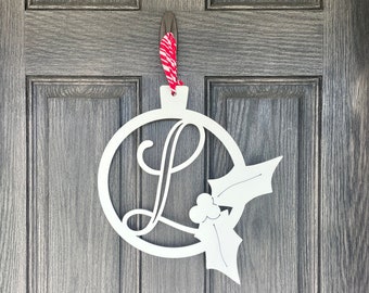 Christmas Theme - Holly Berry - Monogram - Metal Decor