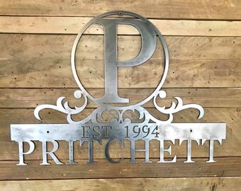 Custom Metal Last Name Sign - Style #8