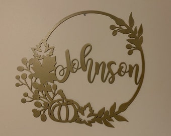 Fall Theme Last Name Sign - Fall Wreath - Custom Home Decor