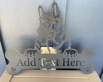 German Shepherd Metal Sign- Last Name  - Customizable