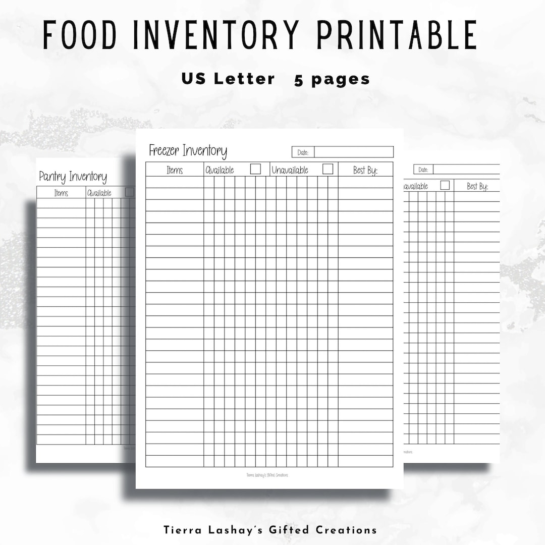 Food Storage Printable /food Inventory/ Meal Planning/ Digital Etsy