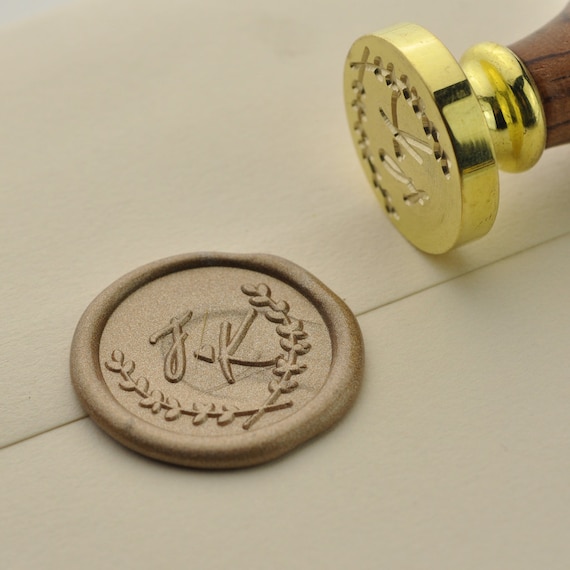 Custom Wax Seal Stamp Two Initials Date Wedding Gift Invitation  Personalized Art