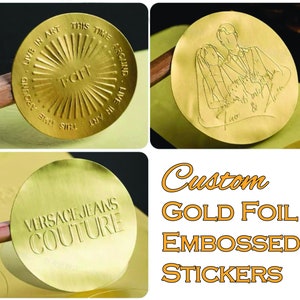 100 Custom stickers REAL GOLD FOIL | SHINY GOLD FOIL LABELS METALLIC SEALS  LABEL