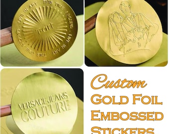 Gold Foil Embossed Stickers, Embossed Raised Sticker/Label, Embossing Seal Stickers, Foil/Metallic Seal