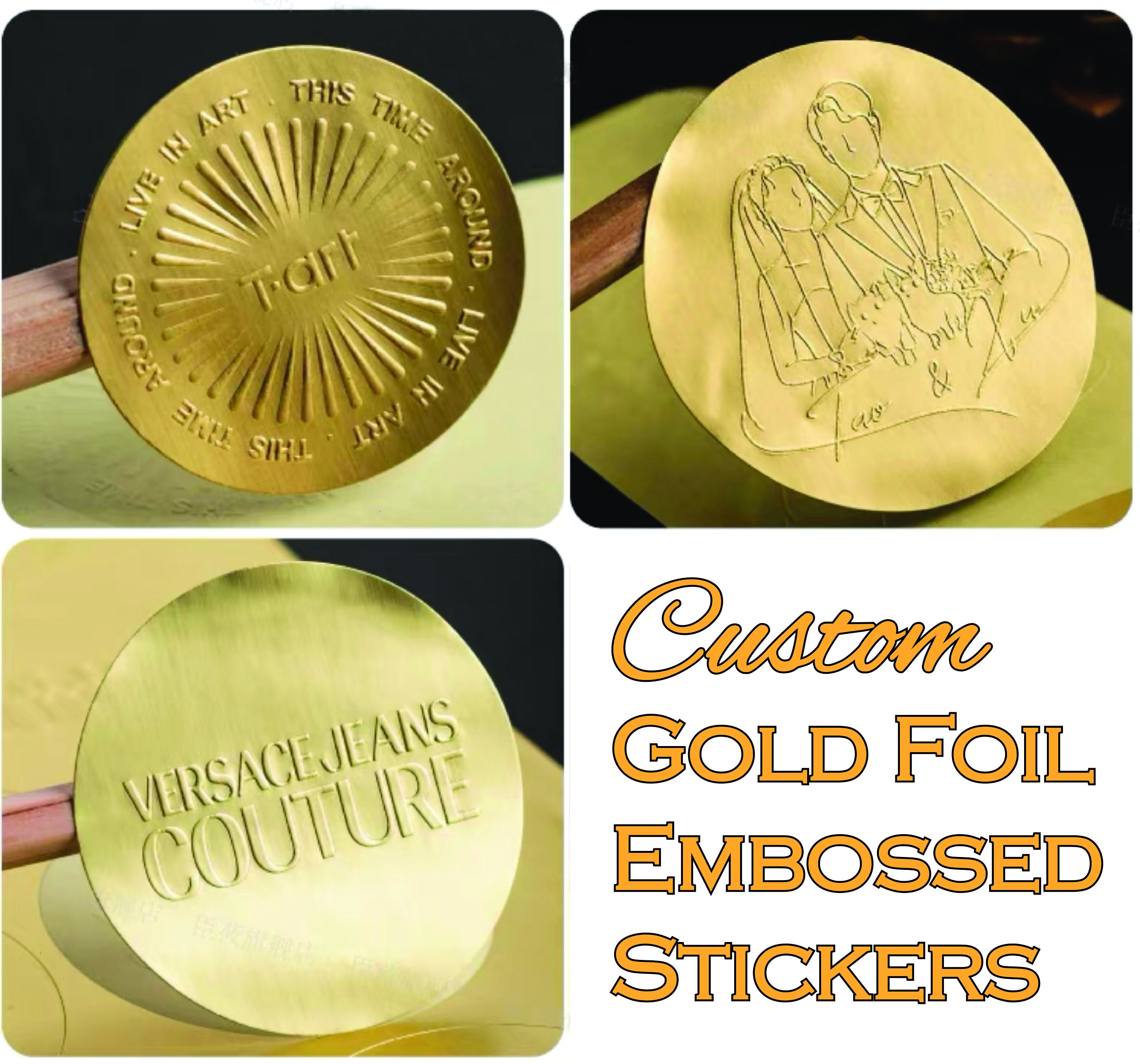  320 PCS Round Gold Metallic Stickers, Golden Blank Embossing  Stickers with Serrated Edge Gold Foil Self-Adhesive Wafer Stickers Seal  Labels for Envelop, Certificate (Each 2 inches) : Office Products