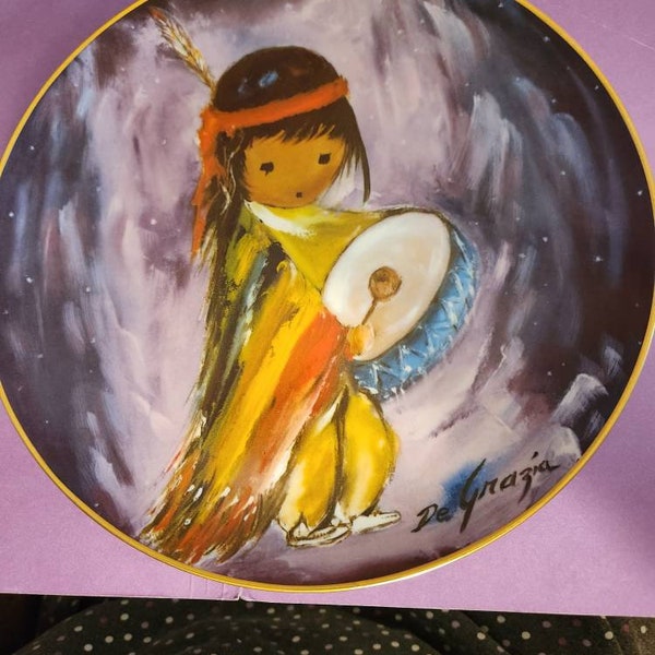 1980 Ted Degrazia Limited Edition 10" Collectors Plate Pima Indian Drummer Boy Plate No 745 of 10000