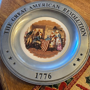 Vintage Pewter Collectible The Great American Revolution 1776 Plate