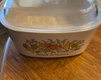 Vintage Pyrex Corningware Spice of Life Centura L’Echalote La Marjolaine A-5-B 5 Liter Casserole Dish With Lid