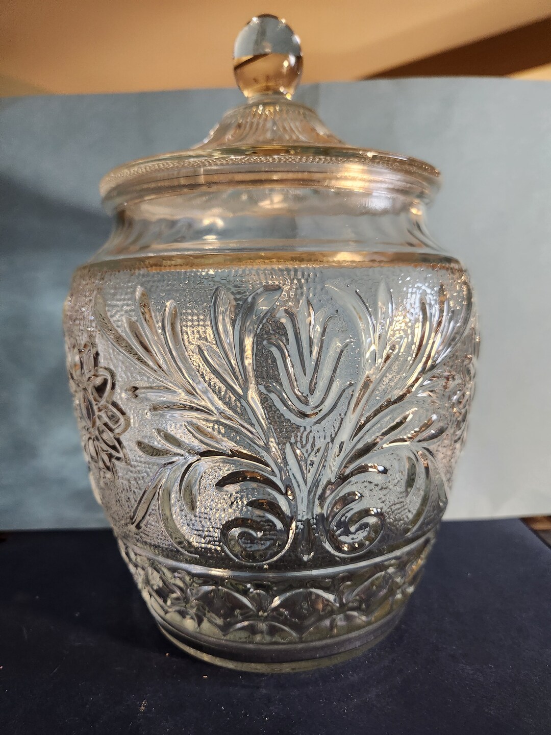 Vintage Anchor Hocking Clear Sandwich Glass Cookie Jar With Etsy