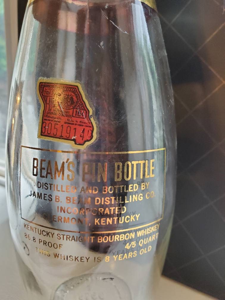 Vintage Mid Century Jim Beam Pin Bottle Decanter With Gold Etsy