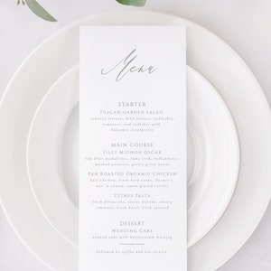 Printable Wedding Menu Template Editable Menu Cards Simple Modern You Edit in Templett