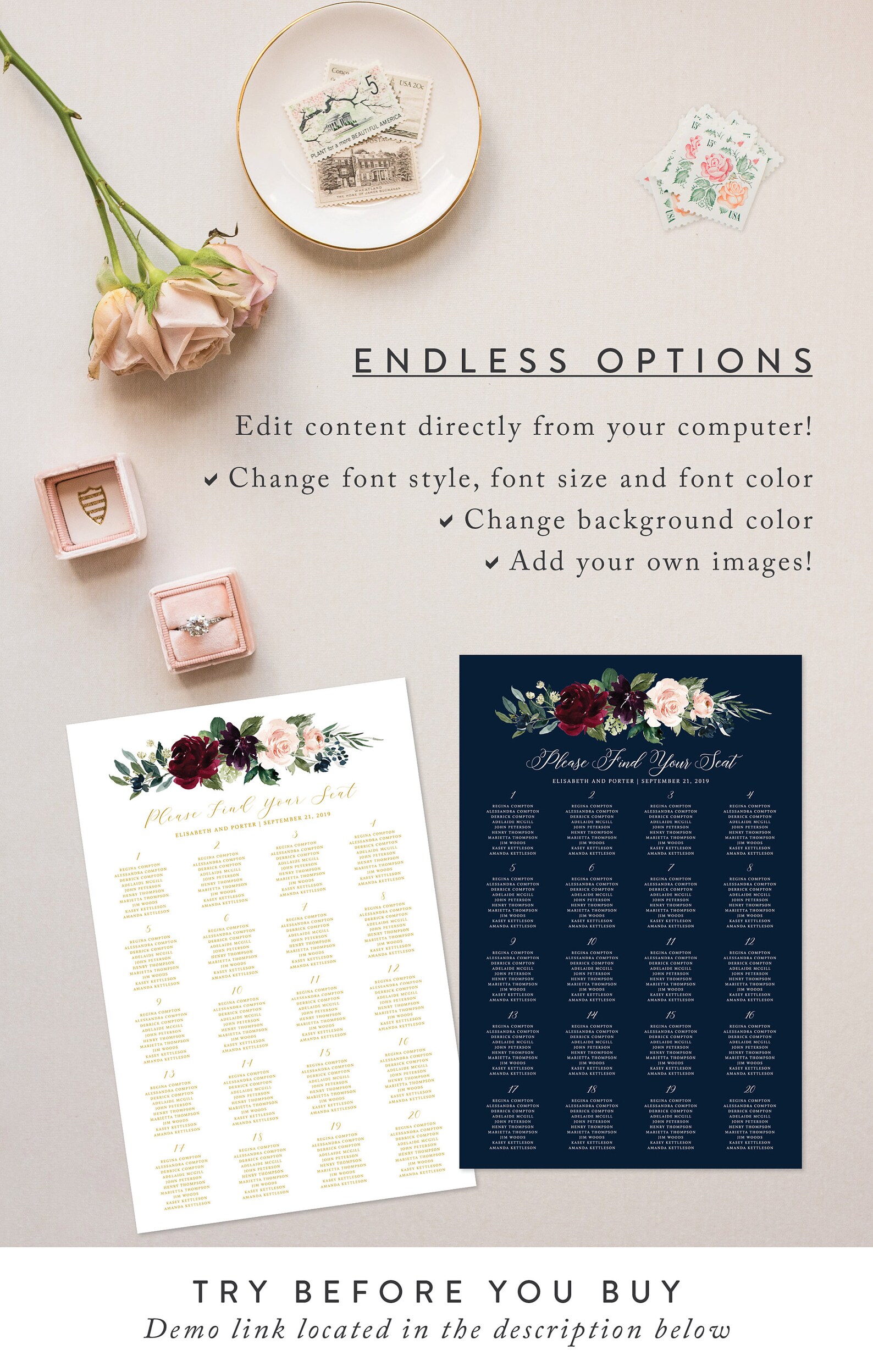 Wedding Table Plan Template Printable Seating Chart in | Etsy