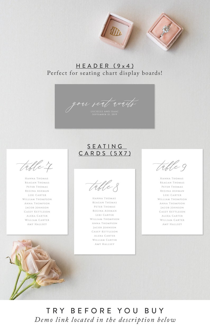 You Edit in Templett Printable Wedding Table Plan Cards Wedding Seating Chart Template