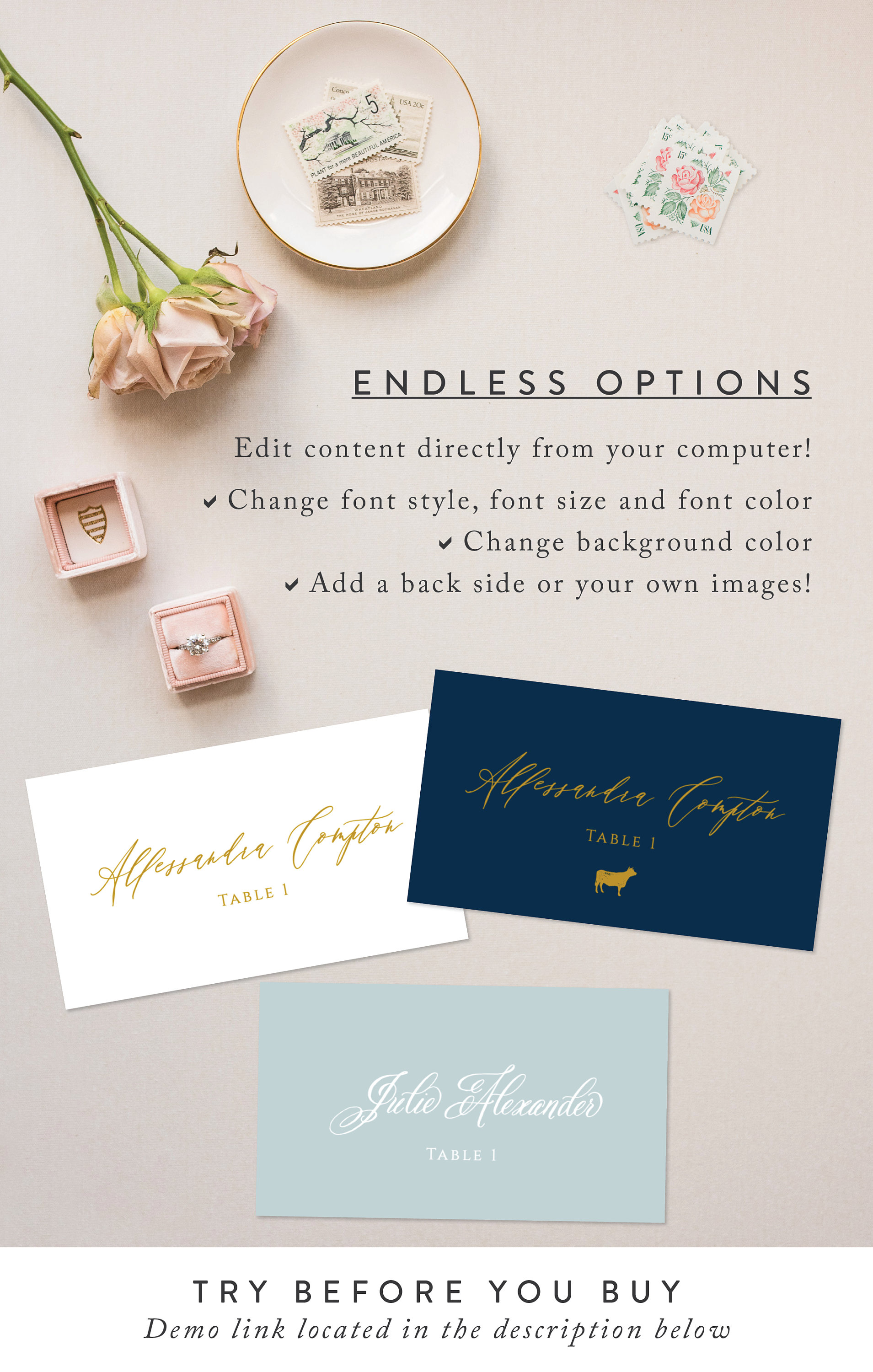 Printable Wedding Place Cards Template DIY Wedding Name Cards Etsy