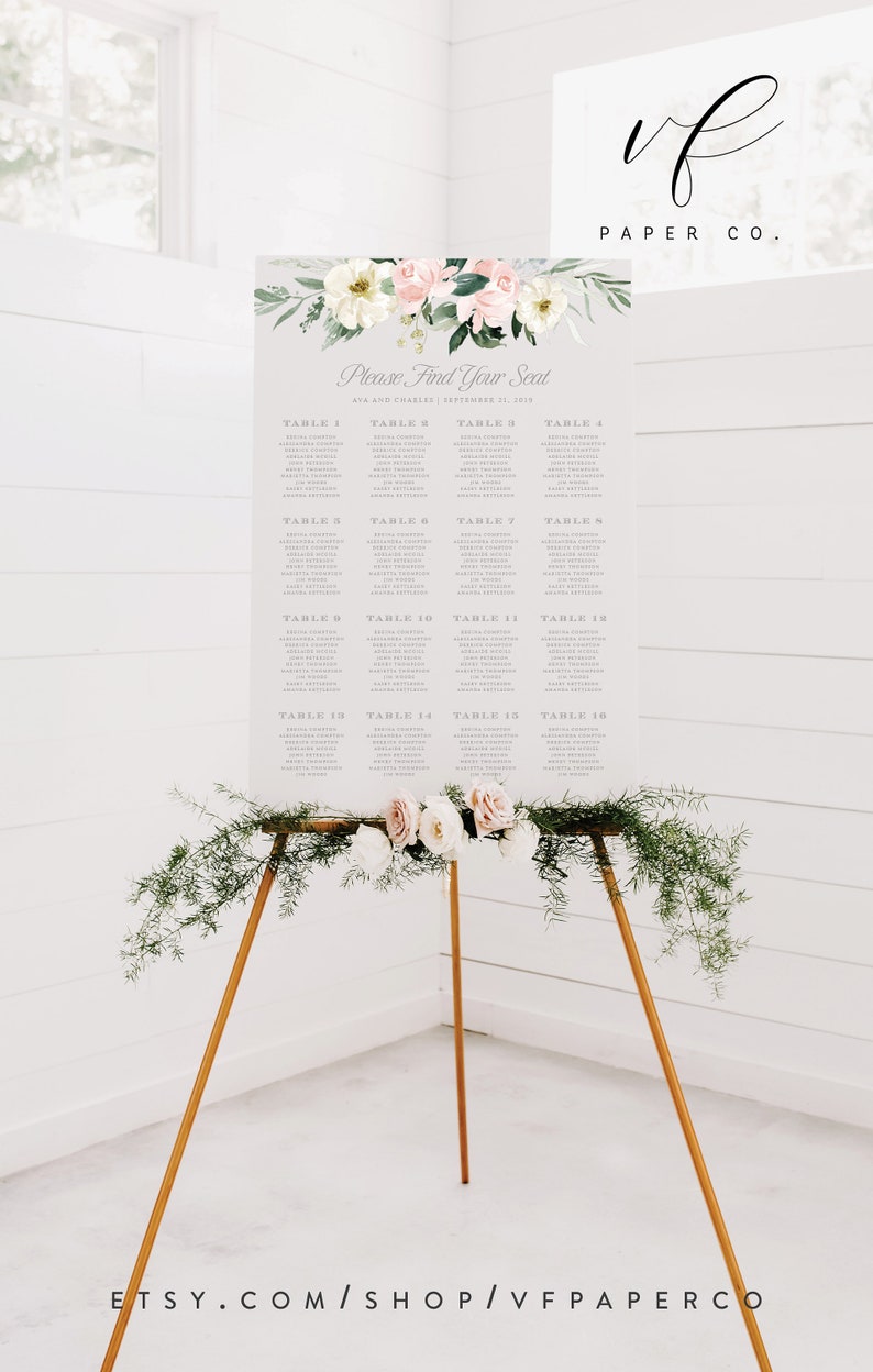 DIY Seating Chart Wedding Template Editable Printable