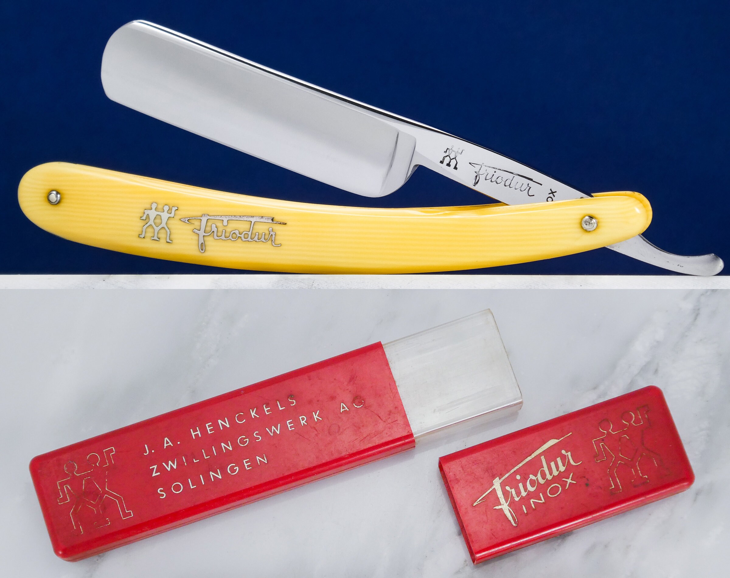 Vintage J.A. Henckels Friodur 72 1/2 Inox Solingen Straight Razor