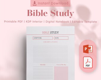 Bible Study KDP Interior Template - Printable PDF for Low Content Book Publishing