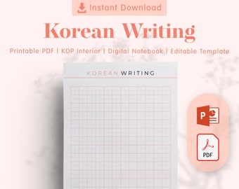 writing in korean practice Korean Writing Practice Template - KDP Interiors Editable, Printable PDF, Editable Template, Printable Templates, Planner Inserts