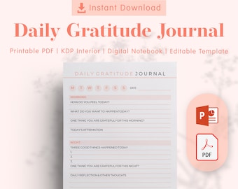 Daily Gratitude Journal KDP Interior Template - Printable PDF for Low Content Book Publishing