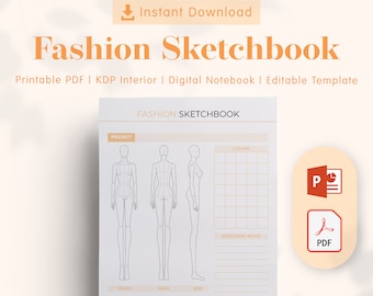Fashion Sketchbook KDP Interior Template - Printable PDF for Low Content Book Publishing