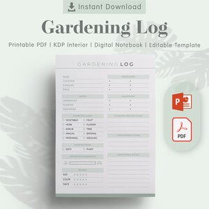 Gardening Log KDP Interior Template — preview image 1 of 5.