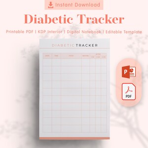 Diabetic Tracker Printable Template - KDP Interiors Editable, Printable PDF, Editable Template, Printable Templates, Planner Inserts