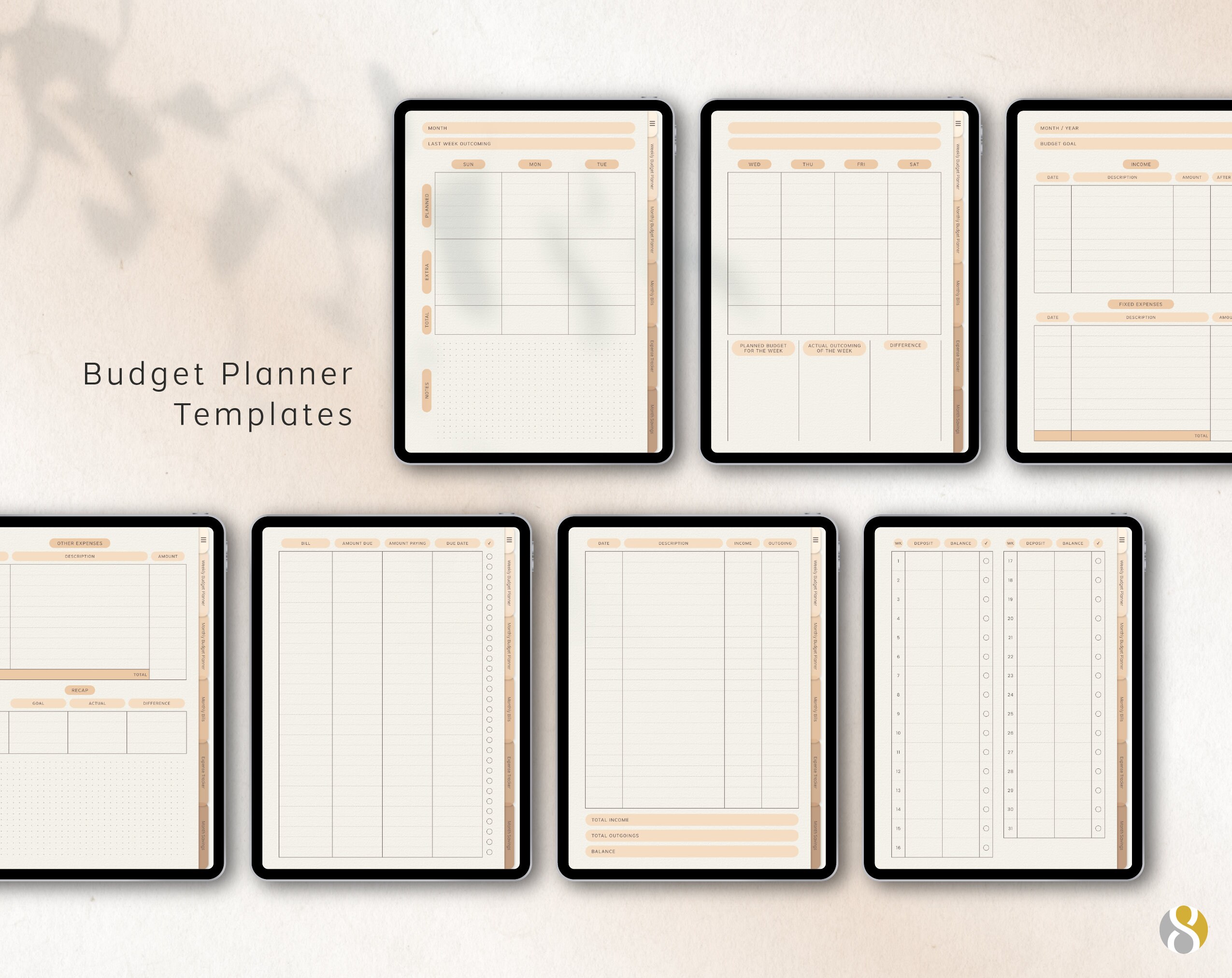 Digital Budget Planner for iPad - Beige Color, Goodnotes, Notability ...