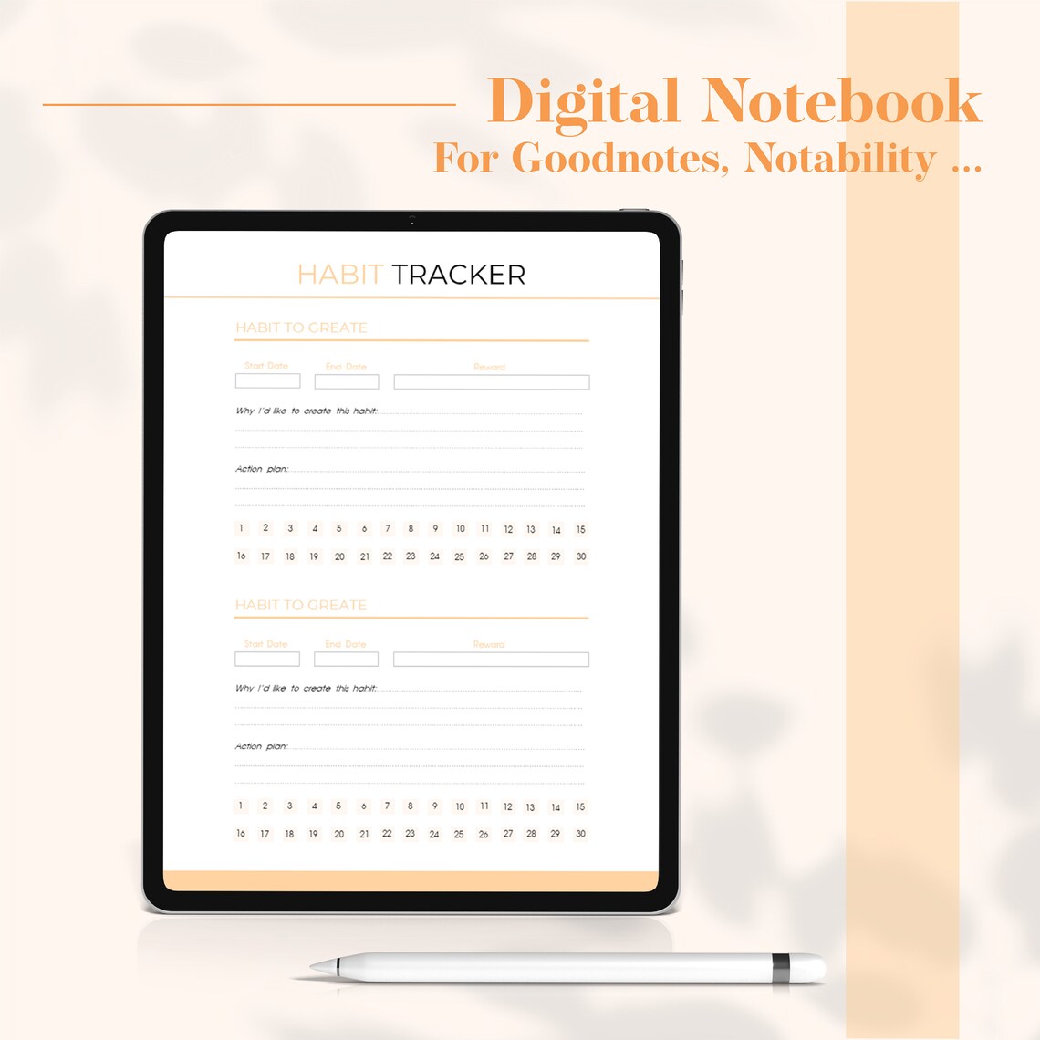 Habit Tracker Planner Template - KDP Interiors Editable, Printable PDF ...