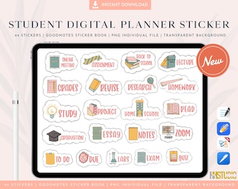 Student Digital Planner Sticker - Digital Stickers For Goodnotes, Student Planner, Planner Stickers For College Student, School Stickers