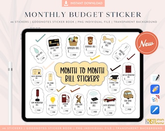 Financial Planner Stickers - Monthly Budget Sticker, Digital Stickers for Goodnotes, Pre-cropped Digital Planner Stickers
