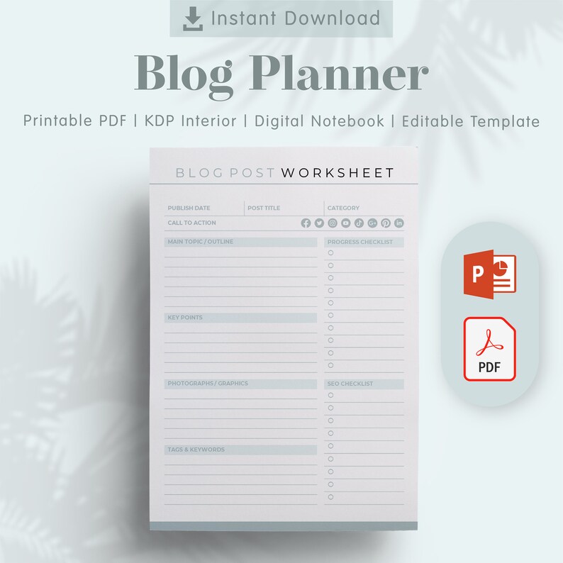 Blog Planner Printable Template - KDP Interiors Editable, Printable PDF ...