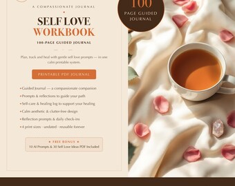 Self Love Workbook | Guided Journal Prompts for Confidence & Self-Care | 100-Page Printable PDF | Instant Download