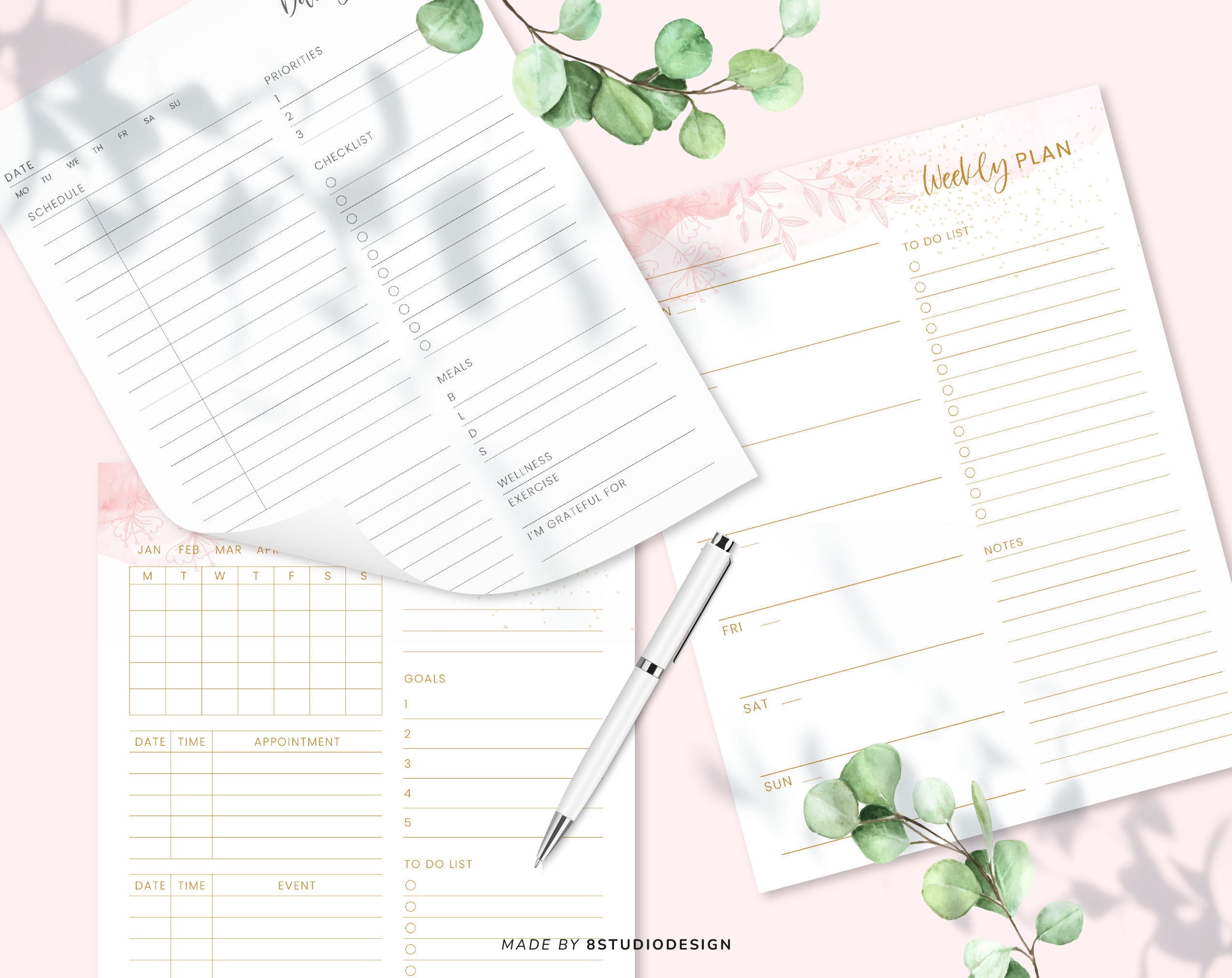Productivity Planner Printable Daily Weekly Monthly Planner BUNDLE ...