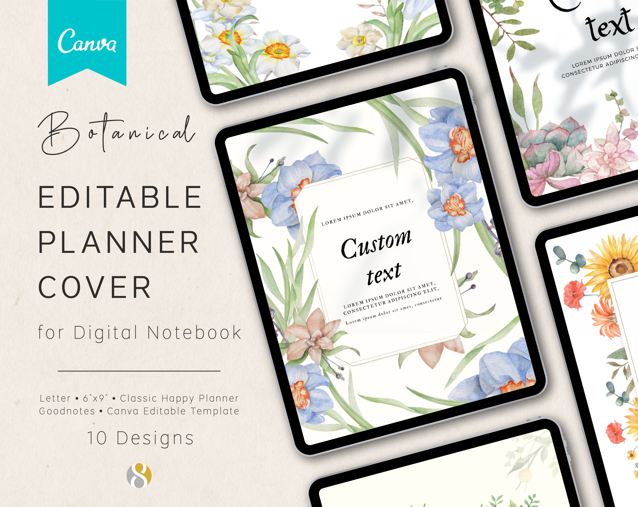 Editable Planner Cover 10 Canva Editable Covers for Digital Etsy