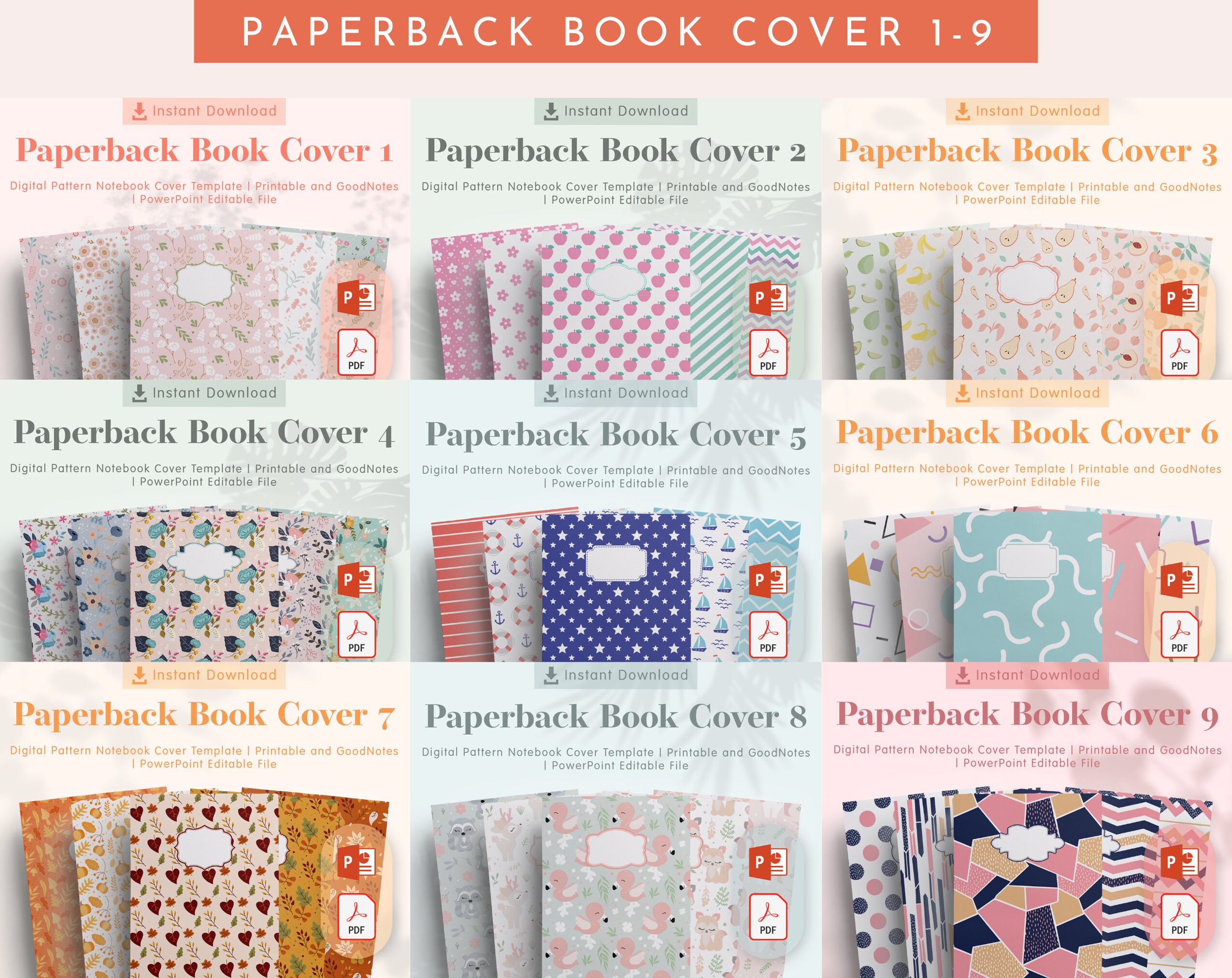 Paperback Book Cover 1-25, Planner Printable, GET IT ALL Paperback Book ...